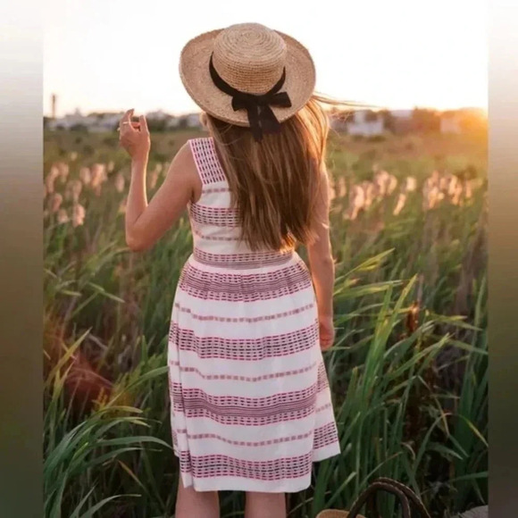 GAL MEETS GLAM cream/red button down embroidered Art Deco A-Line Dress size 2 - Picture 4 of 14